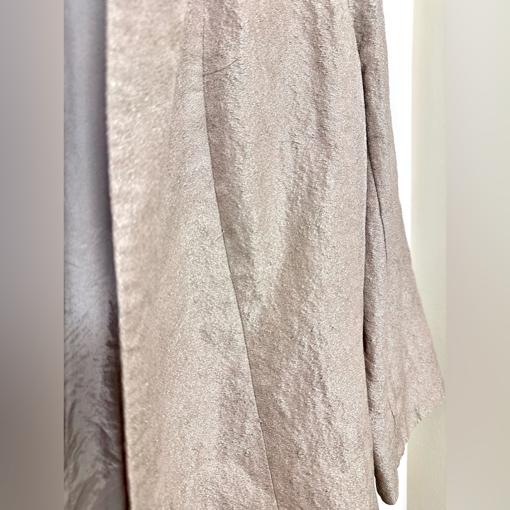Eileen Fisher Open Front Textured Blazer Jacket Neutral Taupe Silk Blend Size M - Picture 5 of 9